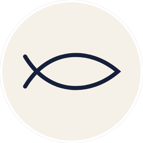 Round sticker: the Christian fish symbol
